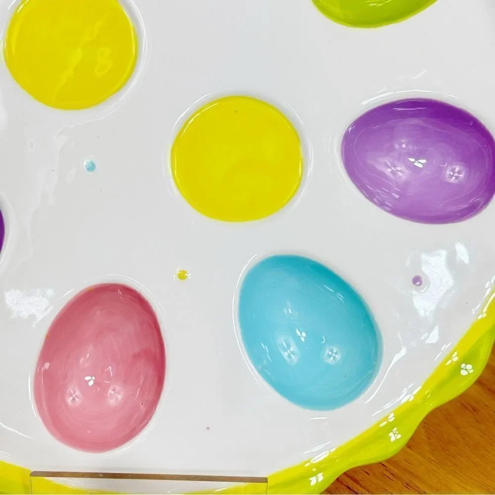 Pier 1 Pastel Deviled Eggs Easter Ceramic Platter Multicolor 11‎ Inch Round